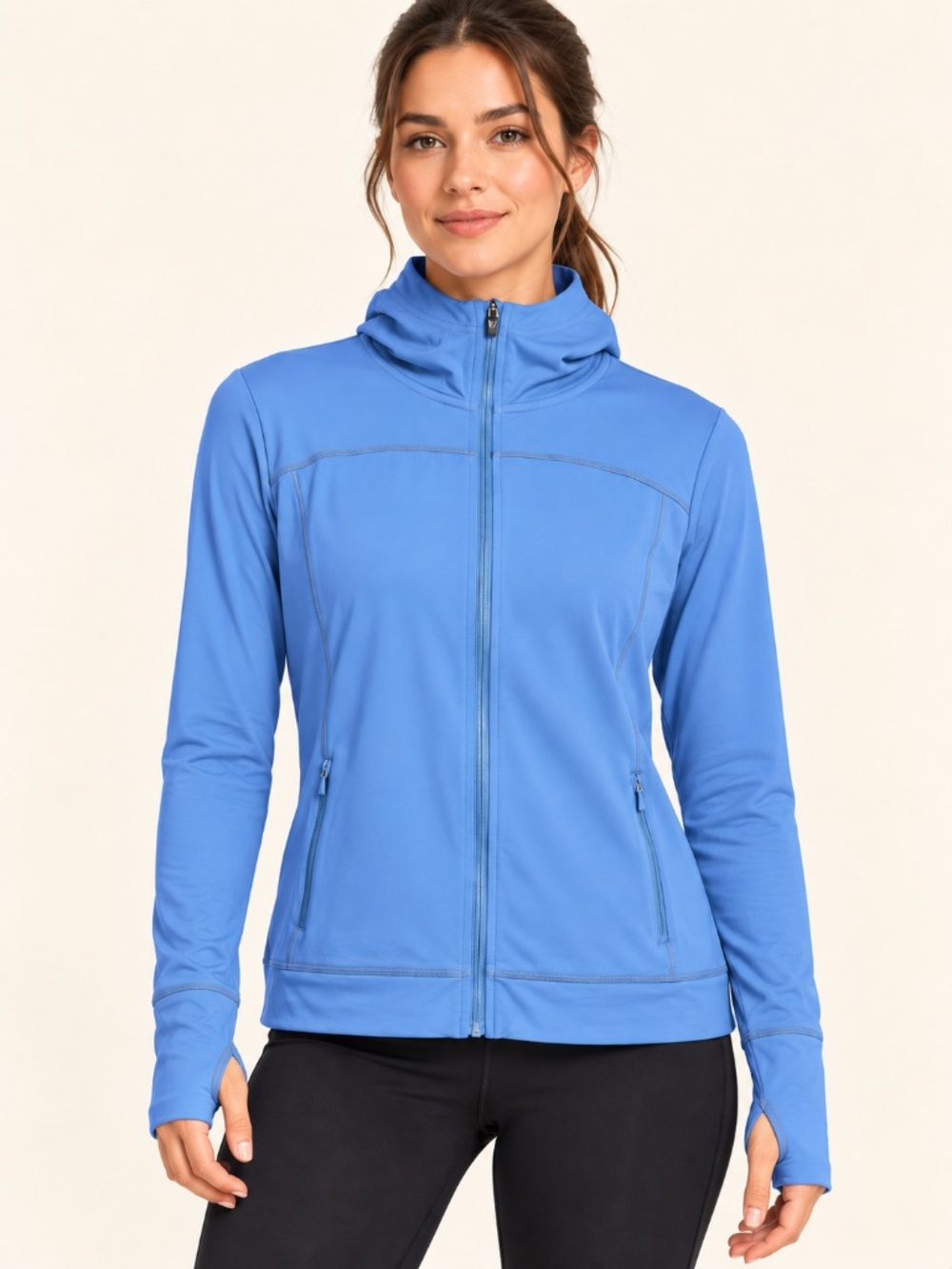 Kuhl Full Zip Hooded Running Hiking Thumbholes Blue Jacket